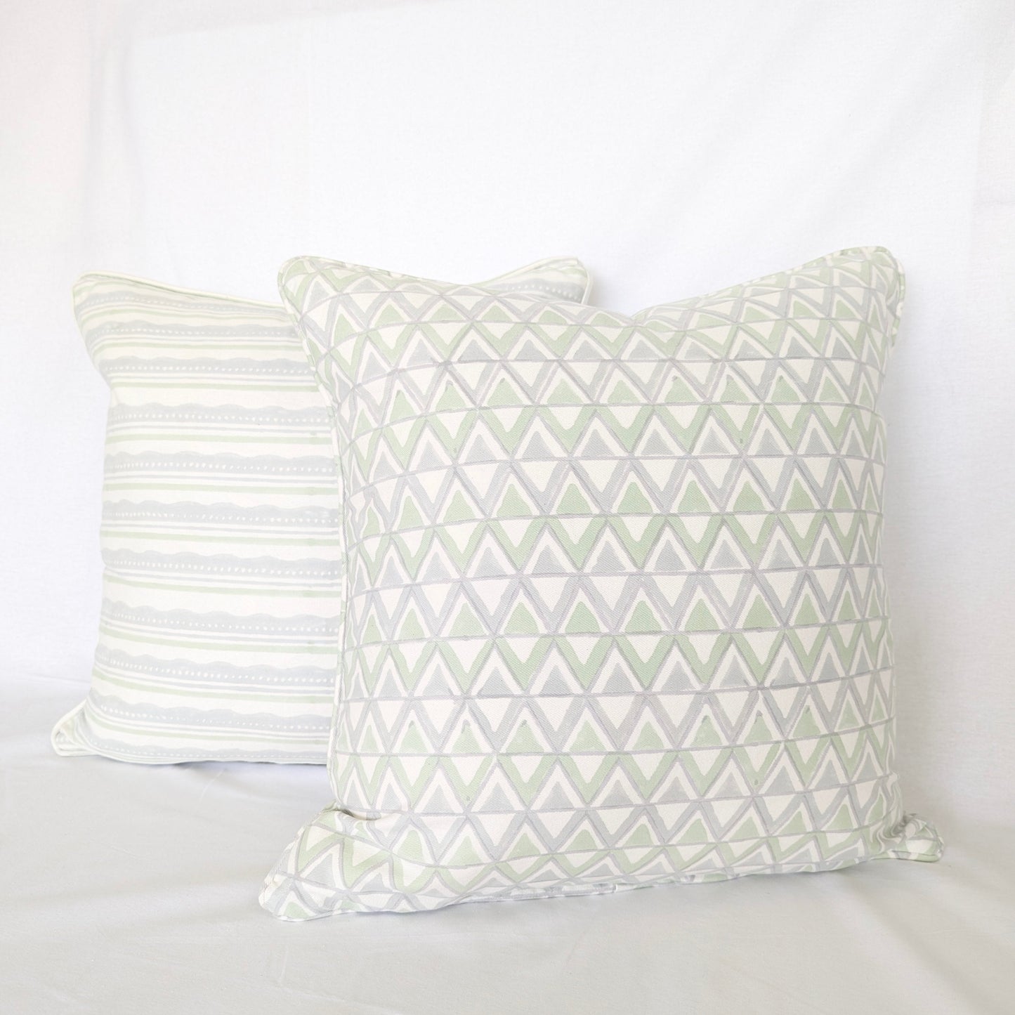 Coastal Boho Block Print Pillow Cover Set of 3