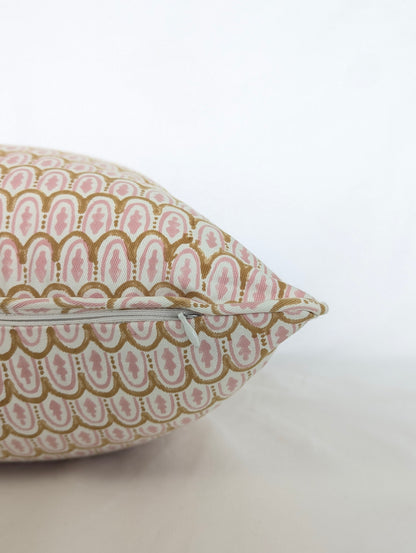 Blush Pink Brown Block Print Pillow Covers Set of 5