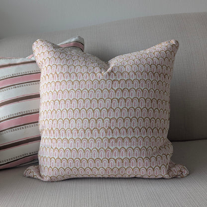 Blush Pink Brown Block Print Pillow Covers Set of 5