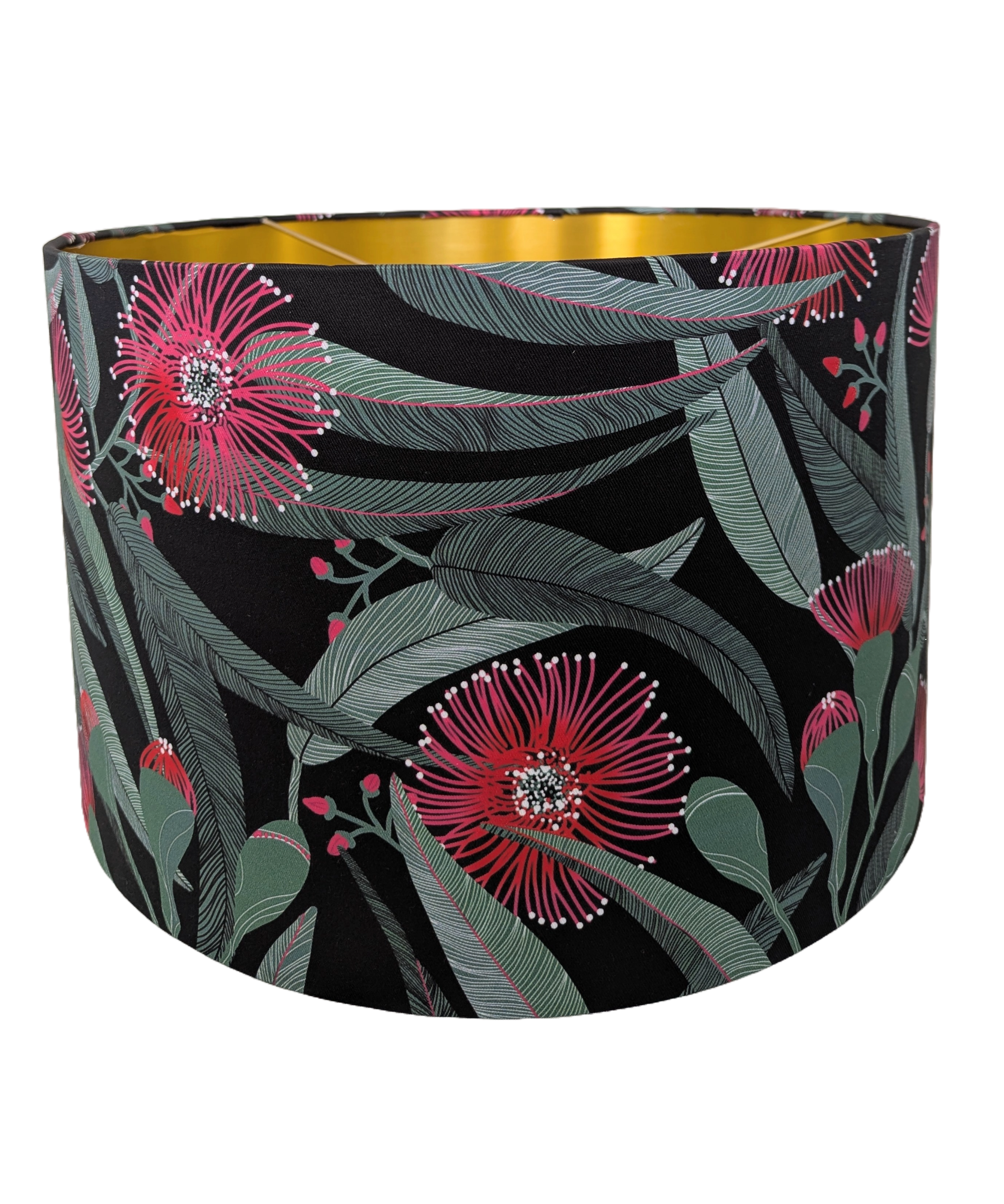 Red fabric Eucalyptus Golden Lampshades