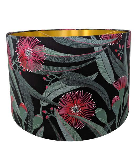 Red fabric Eucalyptus Golden Lampshades
