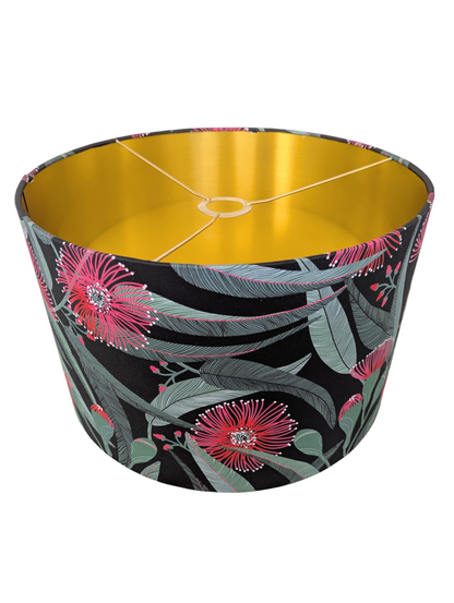 Red fabric Eucalyptus Golden Lampshades