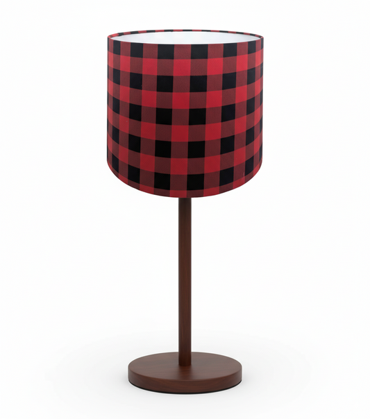 Red and Black Plaid Pattern Lampshade