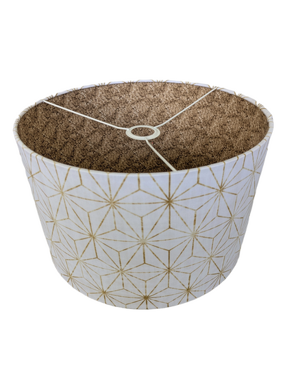 Star Geo White and Gold Double Sided fabric Lampshades 