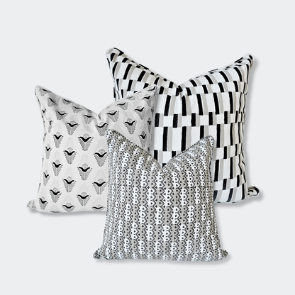 Stone Grey Block Print Pillow Cover Set of 3