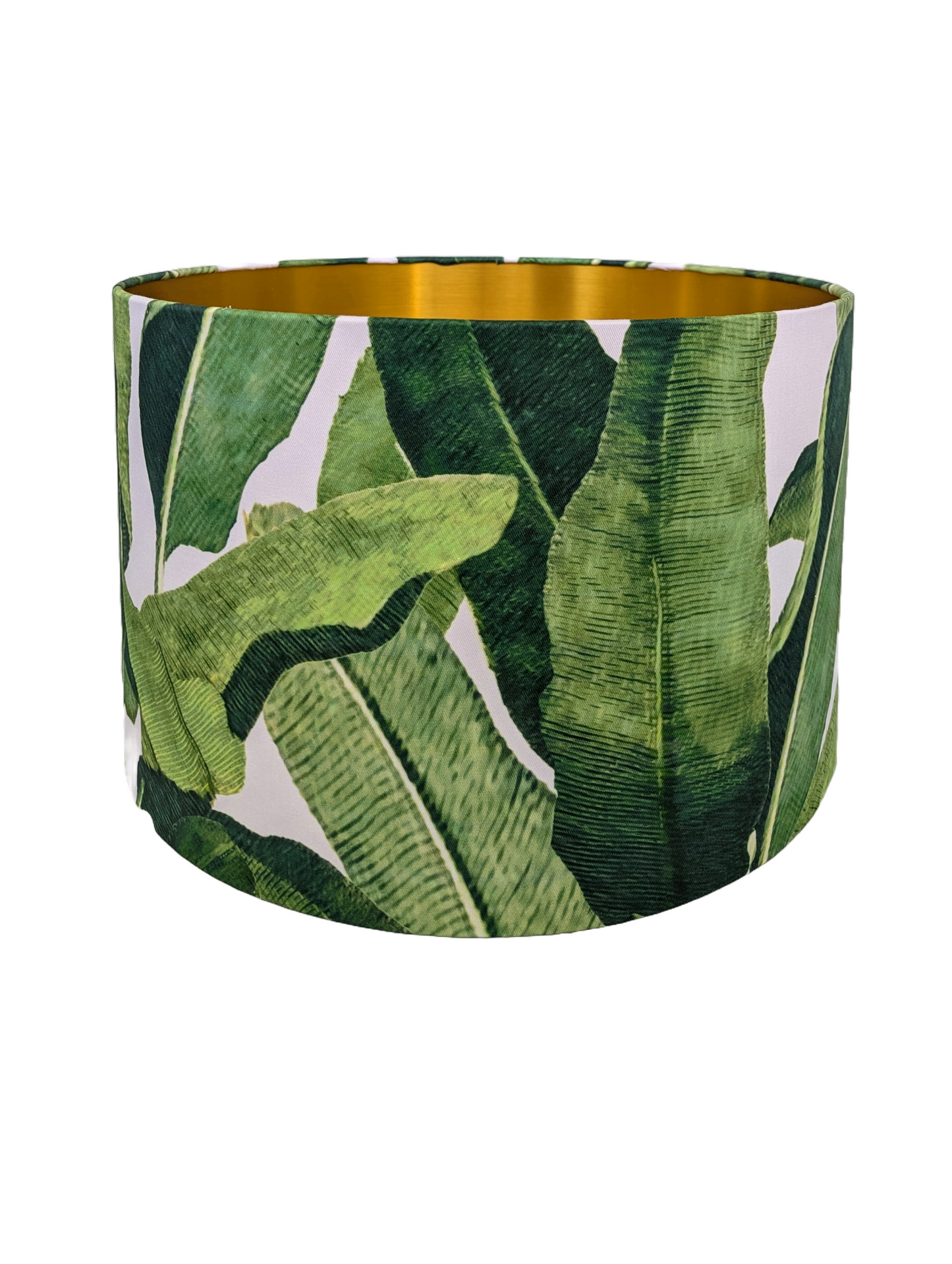 Tropical leaves green fabric Golden custom Lampshade 