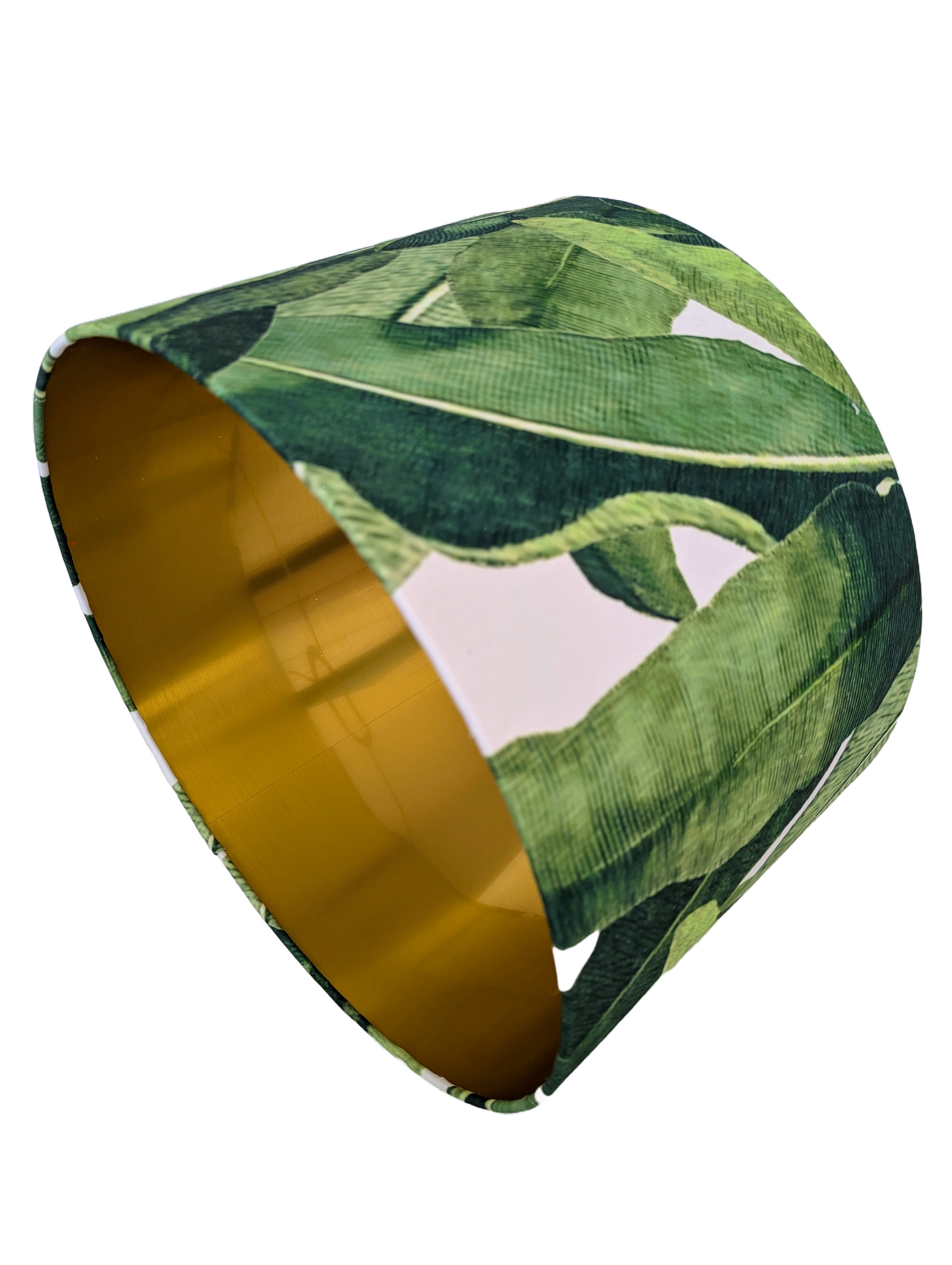 Tropical leaves green fabric Golden custom Lampshade 