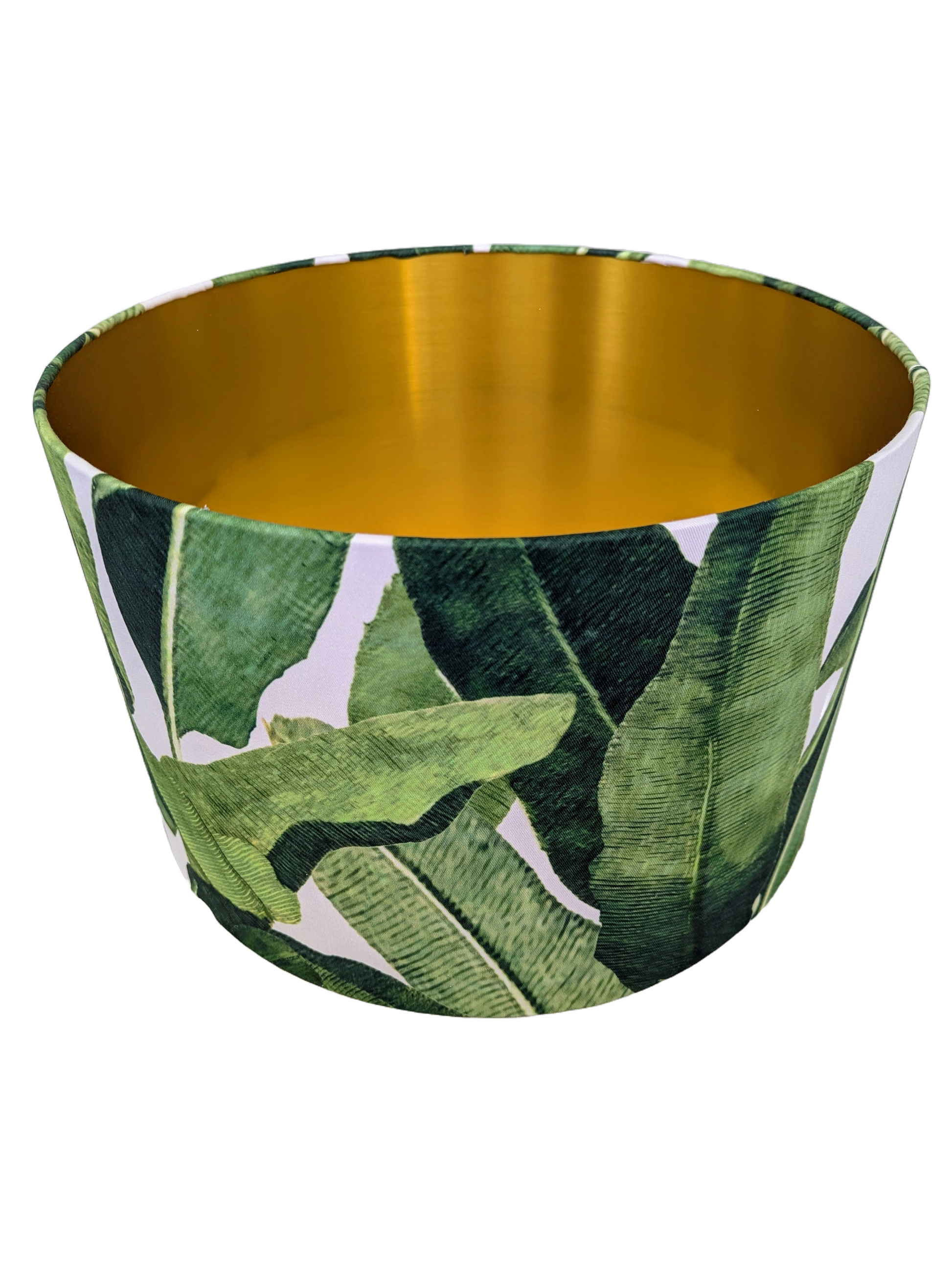 Tropical leaves green fabric Golden custom Lampshade 