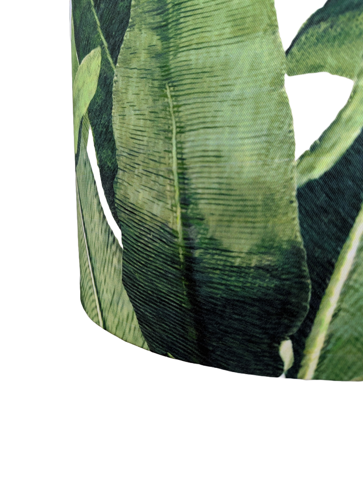 Tropical leaves green fabric Golden Lampshade 