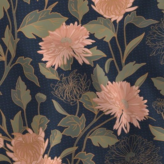 Twilight Chrysanthemum Lampshade - Fabric Swatch