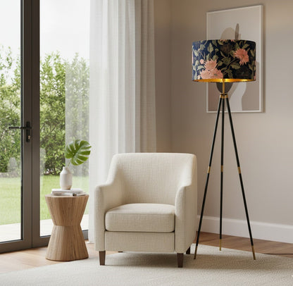 blue and pink flower fabric lampshades 