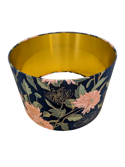 blue and pink flower fabric lampshades 