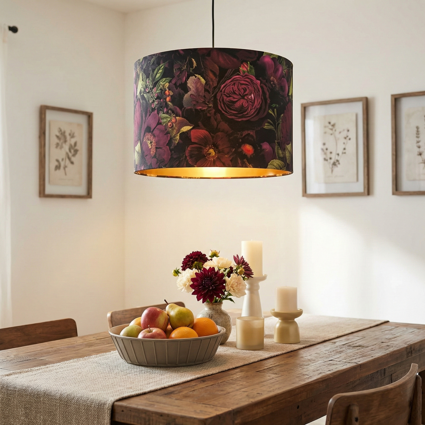 Vintage Dramatic Floral Lampshade