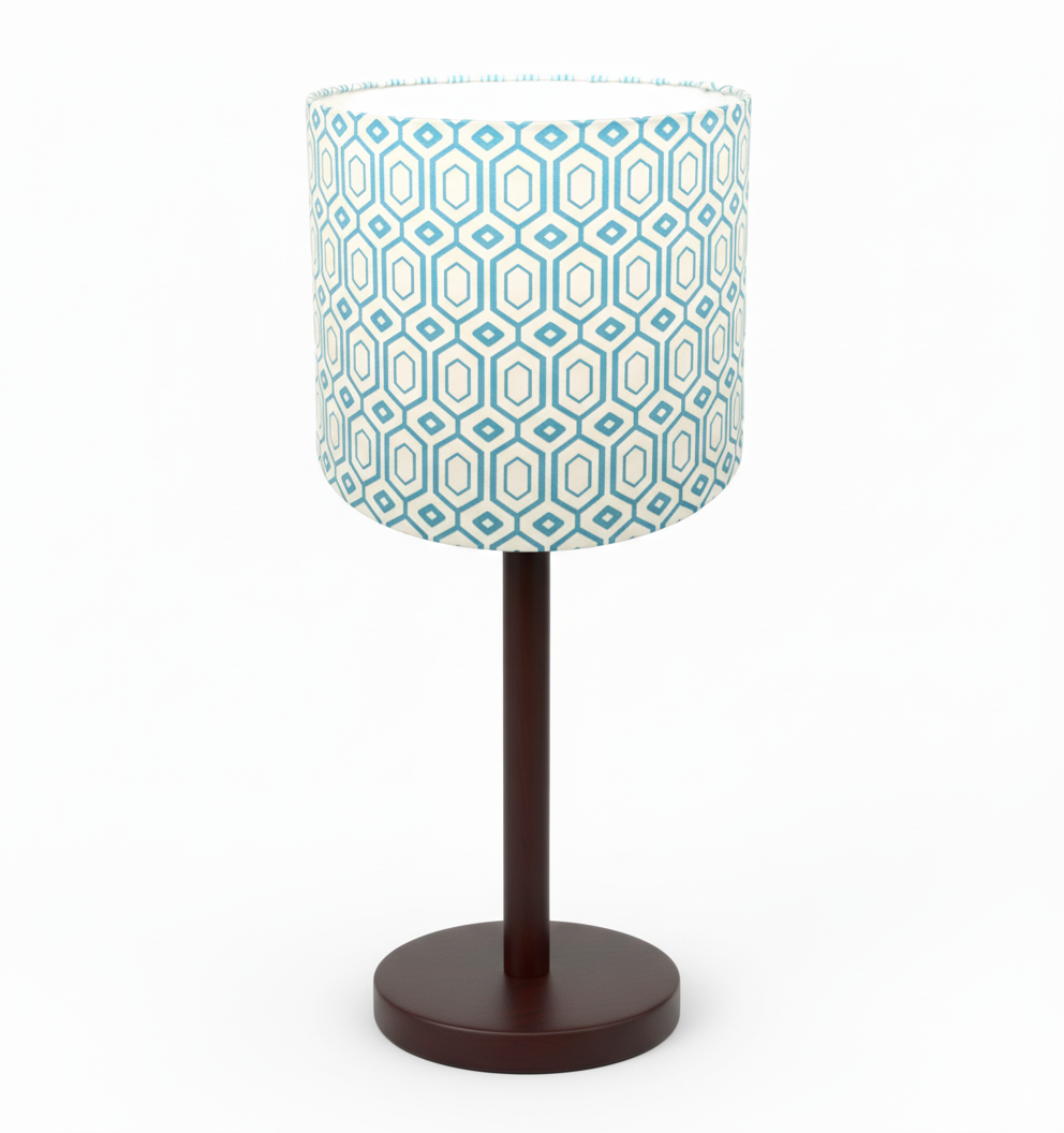White & Light Blue Modern Geometric Lampshade