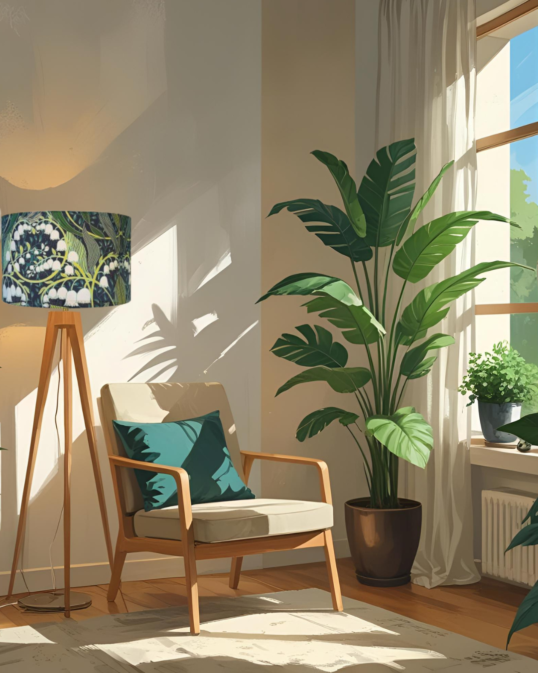 Wonderful Poisonous Lily green and blue fabric Lampshades 