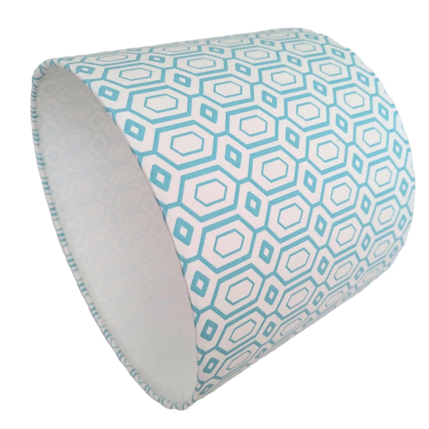 White & Light Blue Modern Geometric Lampshade