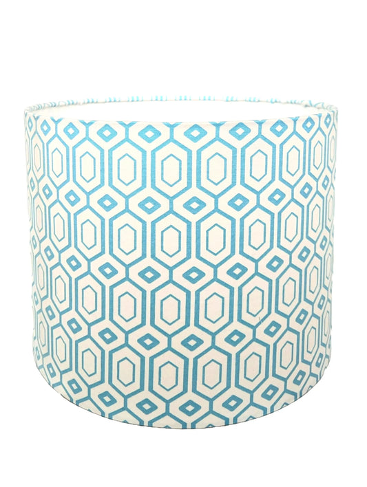 White & Light Blue Modern Geometric Lampshade