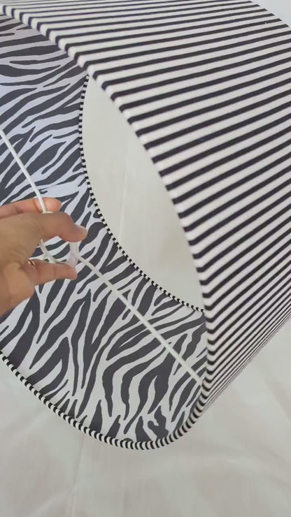 Black Strips and Zebra Print Double Sided Lampshade